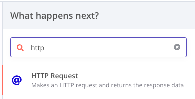 Searching for the HTTP Request node in n8n cloud